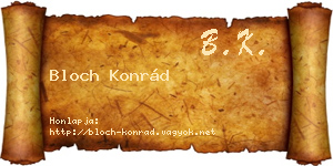 Bloch Konrád névjegykártya